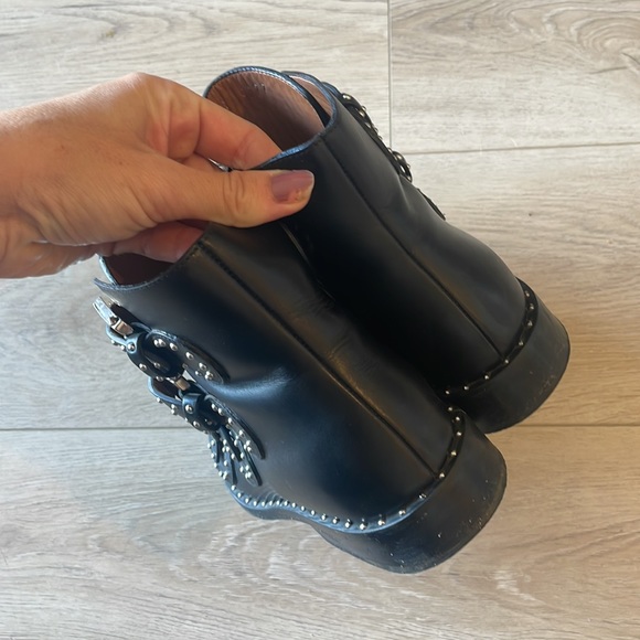 Givenchy Elegant Studded Leather Ankle Combat Boots - Picture 16 of 17